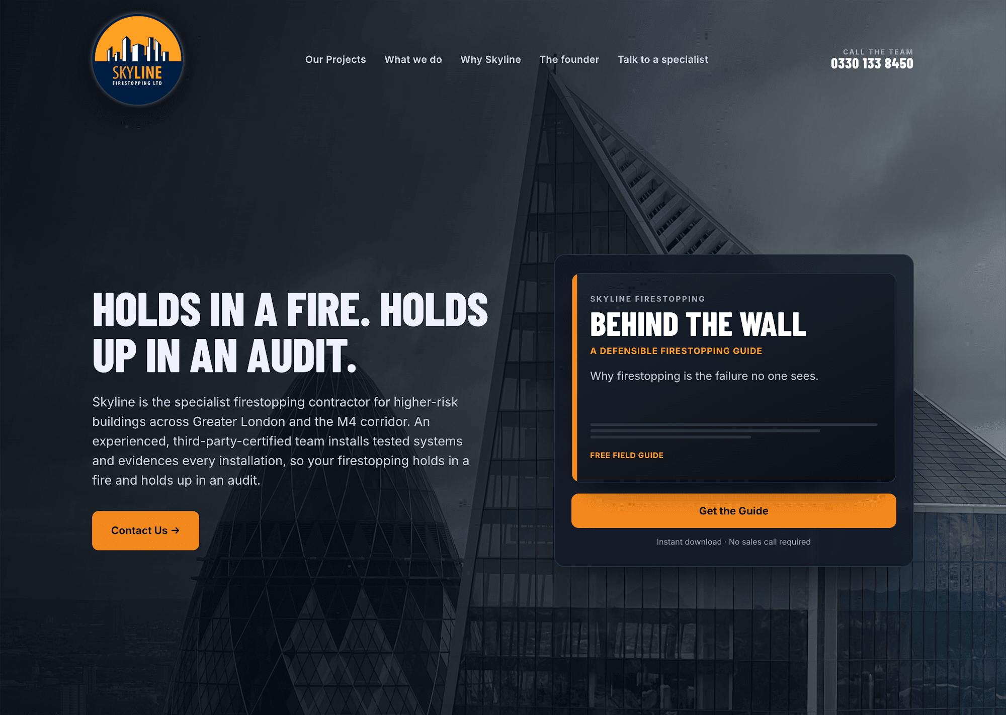 The new Skyline Firestopping website built by Encub8